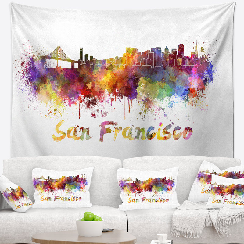 Tapisserie de san francisco skyline Cityscape, H 50 po x l 60 po
