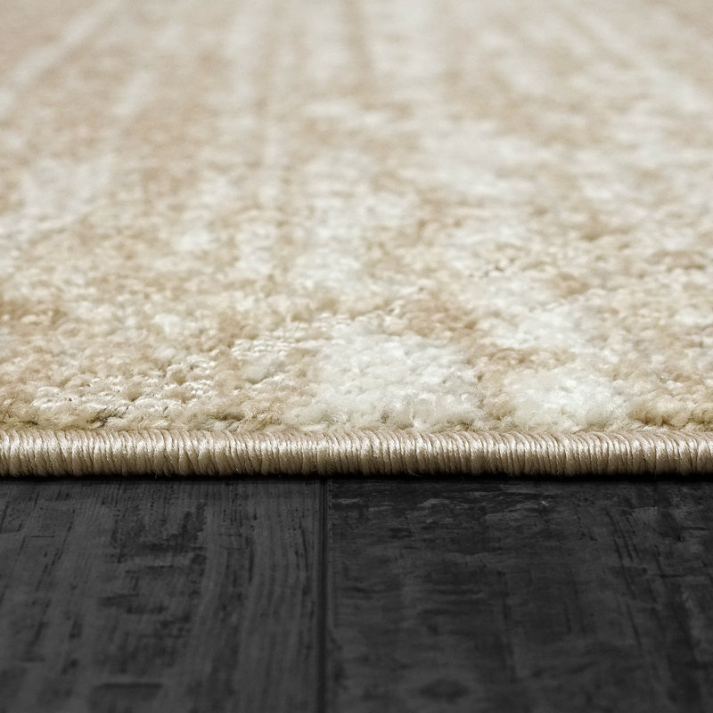 Tapis géométrique en polyester ivoire, Rectangle 7 pi 10 po x 10 pi 6 po