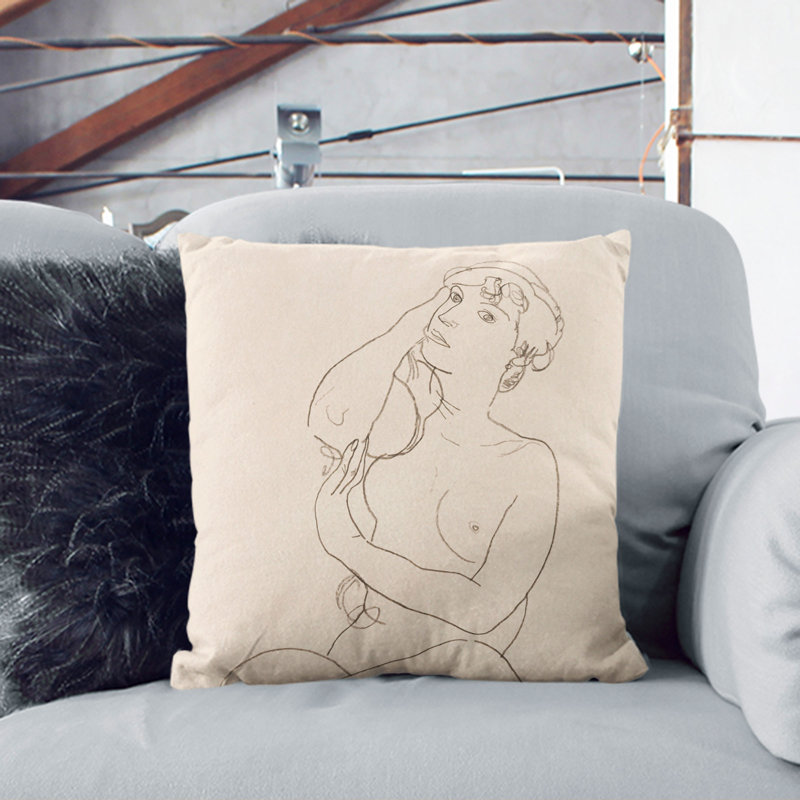 Study Of A Naked Woman Vol.3 Square Throw Cushion, White, 55cm H x 55cm W x 20cm D