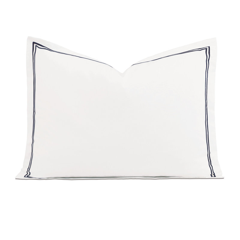 Enzo Cotton Pillow Sham, Standard, White/Navy