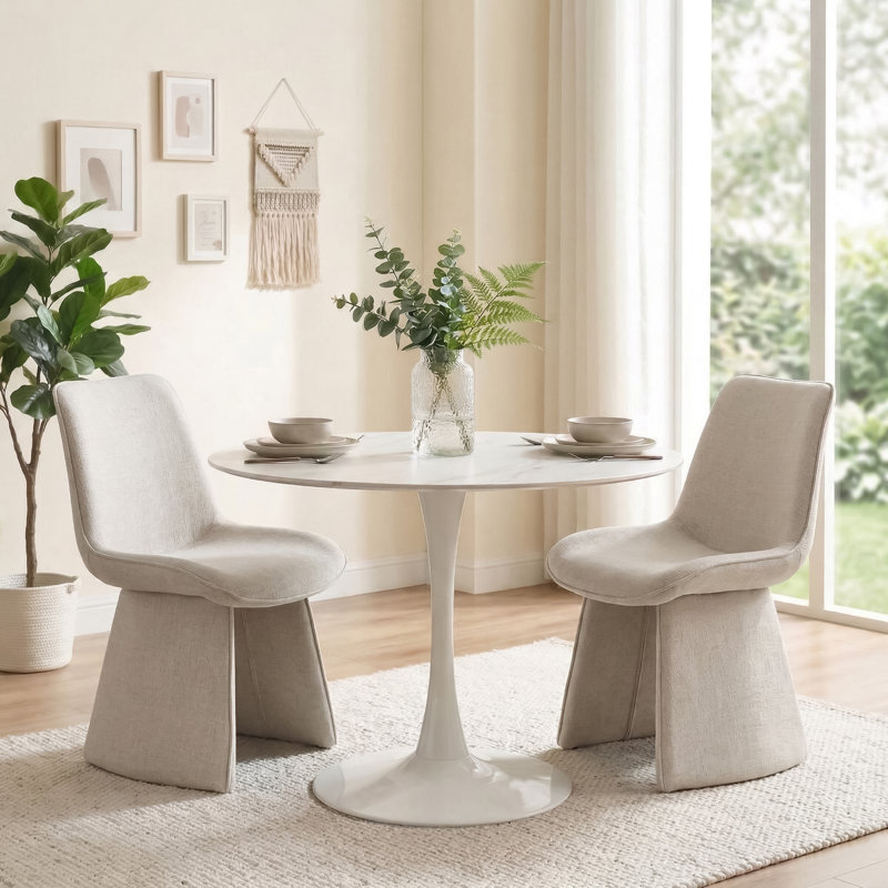 Chaises d'appoint modernes rembourrées avec silhouette incurvée, Beige