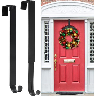 Cintre pour porte de couronne, cintre de couronne réglable pour la porte d'entrée, décorations de Noël d'Halloween en métal robuste au-dessus de la porte, organisateur de crochets 20 lb intérieur extérieur