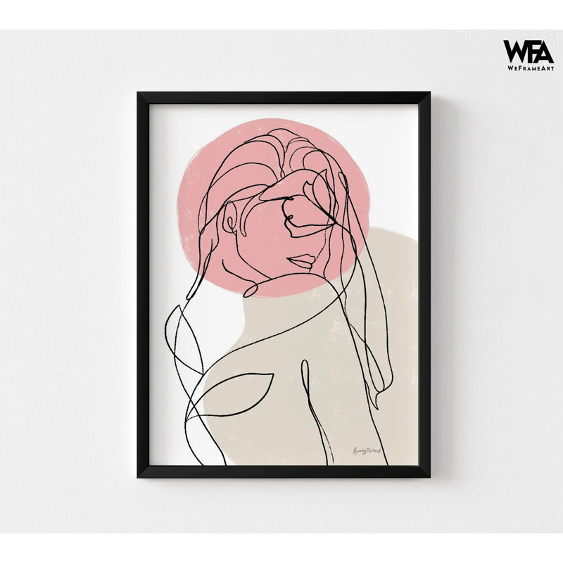 Reproduction de portrait de femme, dessin de corps de femme encadré, art mural fille rose, décoration féminine, impression de ligne minimaliste, décoration murale belle femme