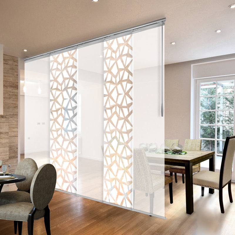 5-Panel Single Rail Panel Track Extendable 58"-110"W x 94"H, Panel width 23.5", Shattered, Winter