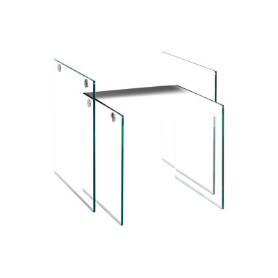 Tables gigognes modernes avec verre trempé et stratifié blanc brillant, idéales pour un décor élégant et peu encombrant.