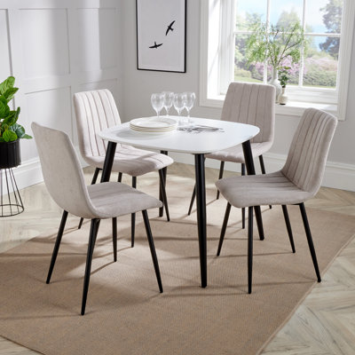 Sisquoc 800mm Square Table & 4 Fabric Chair Set