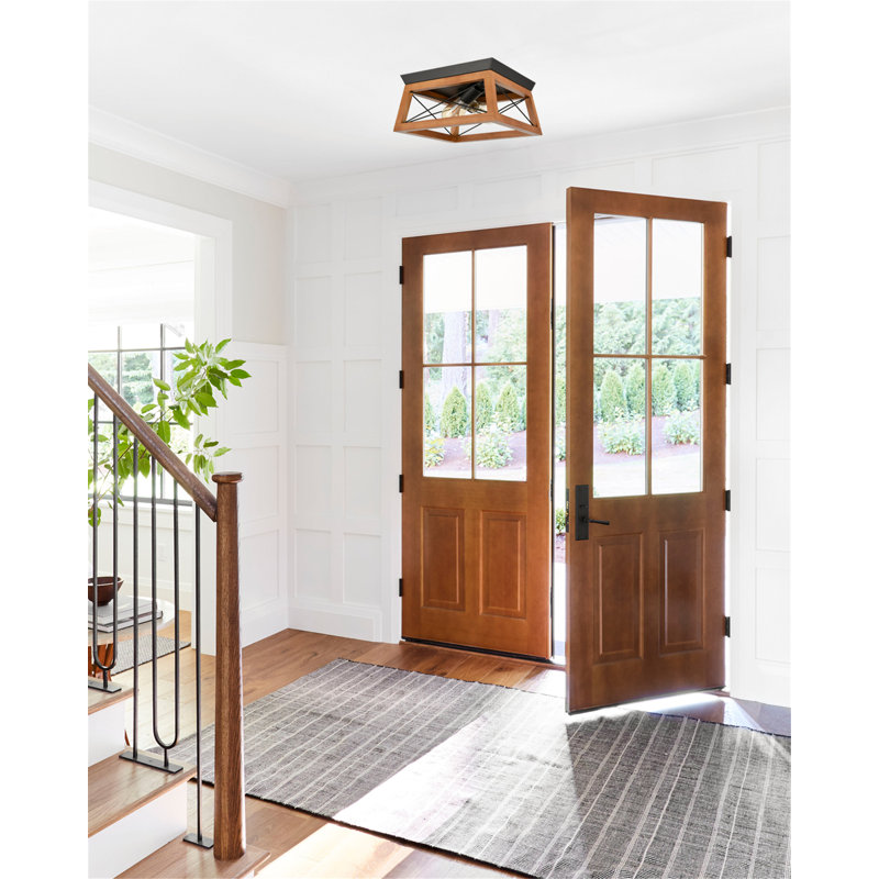 Aljean Solid Wood Flush Mount