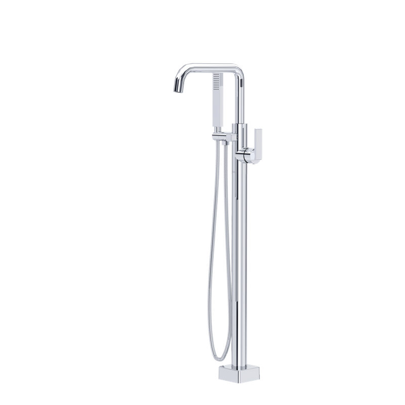 Rohl Modern Single Hole Floor Mount Tub Filler Trim, Polished Chrome