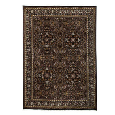 Wool Oriental Area Rug in Dark Green