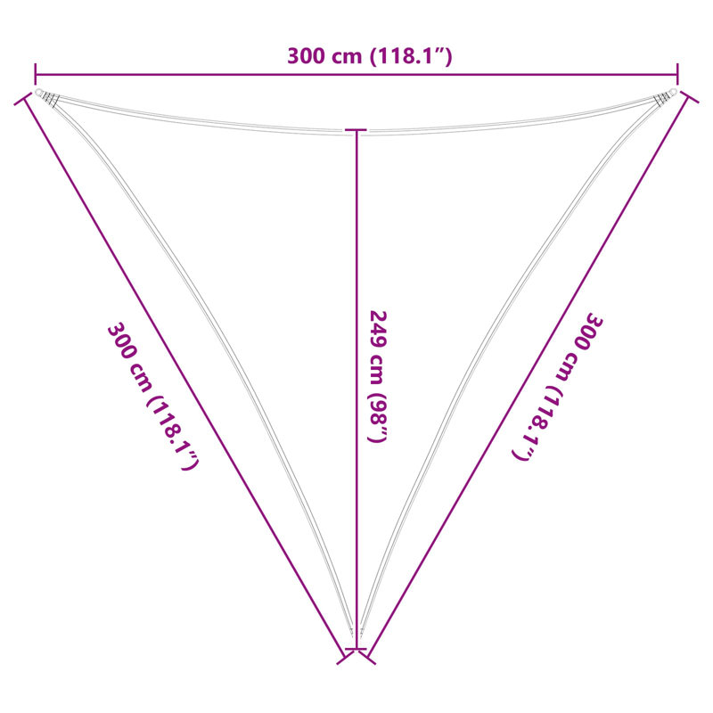 Vidaxl Sunshade Sail Oxford Fabric Triangular Shade Sail Sunscreen Canopy, Blue/White, 3m W x 3m L