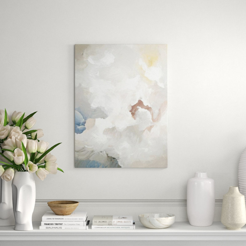 White On Gray Print by Sara Brown, 63" H x 47" W x 2" D, Glass Coat