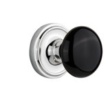 Black Porcelain Interior Mortise Door Knob with Classic Rosette