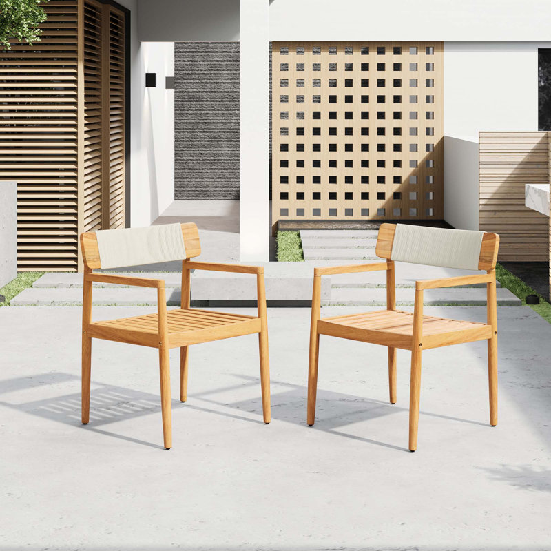 Chaises de salle à manger d'extérieur en bois massif, Blanc