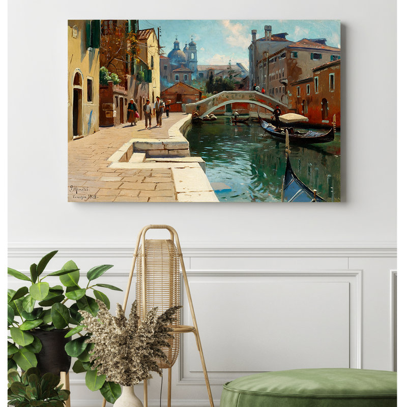 «Canal in Venice» par Peder Mork Monsted, impression sur toile, estampe numérique, art mural pour la décoration intérieure
