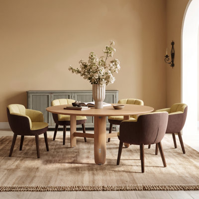Chaise de salle à manger rembourrée deux tons de 26 po avec pieds en bois massif Bolla, chaise d'appoint incurvée pour salle à manger, bureau personnel ou meuble-lavabo