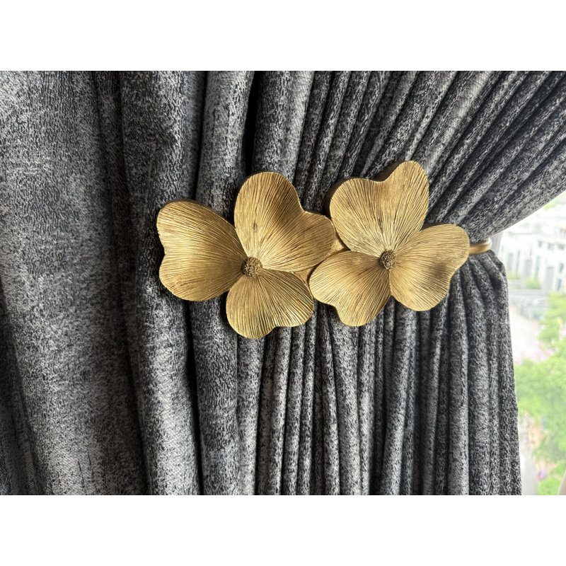 Ensemble de 2 embrasses de luxe à motif floral en métal doré