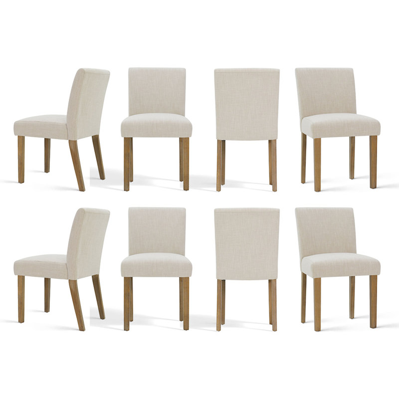 Chaise de salle à manger rembourrée en lin 18,5 po (ensemble de 8), Beige