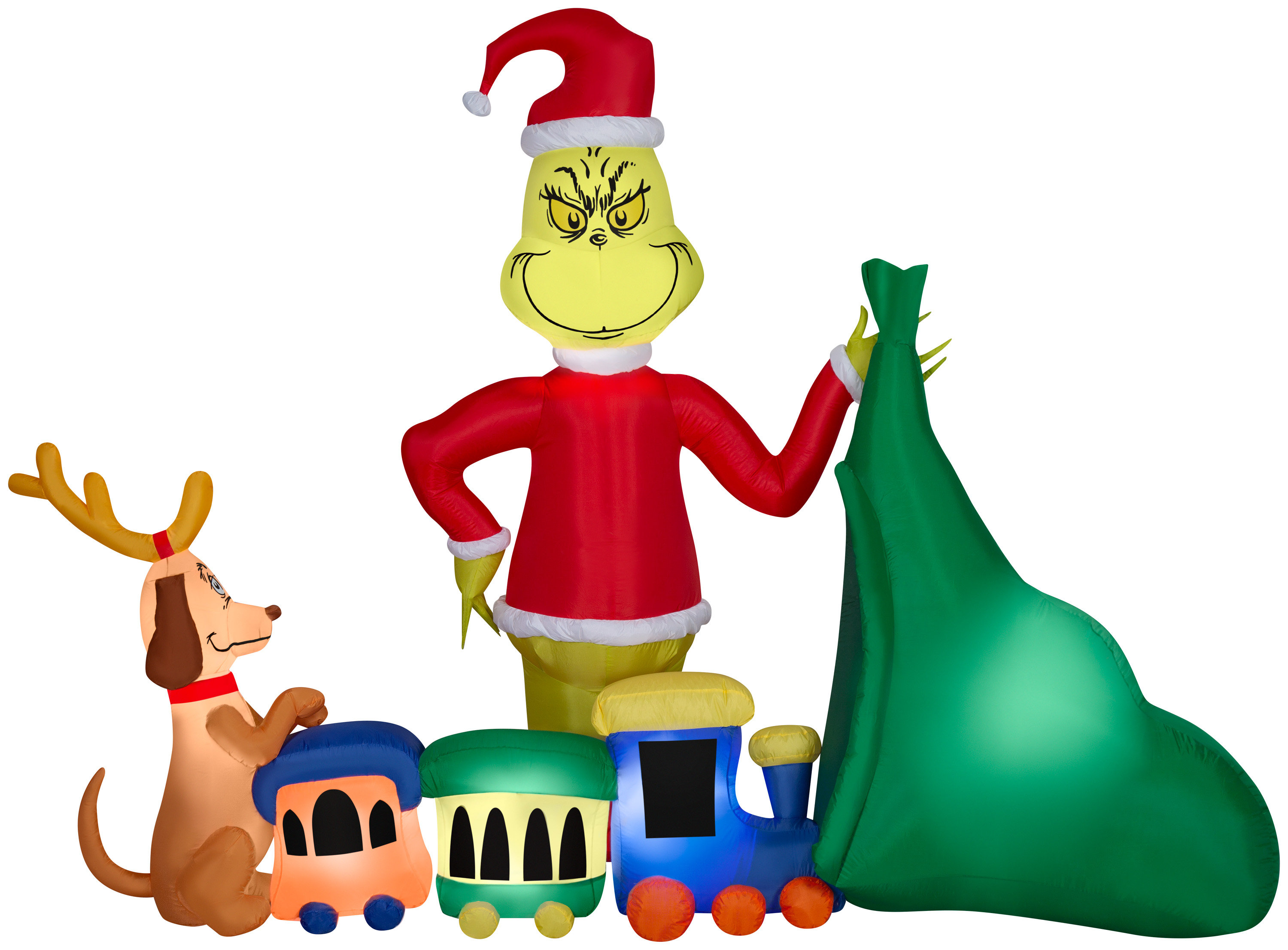 Gemmy Industries Airblown-Grinch Putting Train in Santa Sack-LG Scene ...