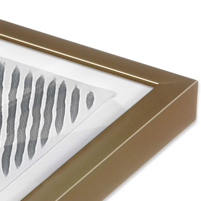 Illusion linéaire IV, H 13,75 po x l 13,75 po, Cadre simple brossé doré