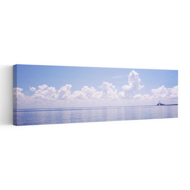 Seascape With A Suspension Bridge In The Background Sunshine Skyway Bridge Tampa Bay Gulf Of Mexico Florida USA by Thomas Winz - Wrapped Canvas Panoramic Print