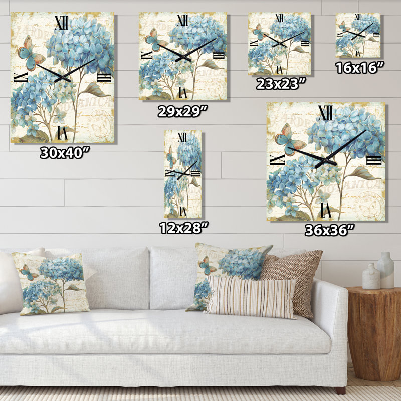 Butterfly Blue Garden II - Horloge murale traditionnelle, Petit