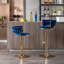 Ensemble de 2 tabourets de bar, avec repose-pieds chromé et base pivotante à hauteur réglable en velours + tabouret de bar simple Golden Leg-1150438494