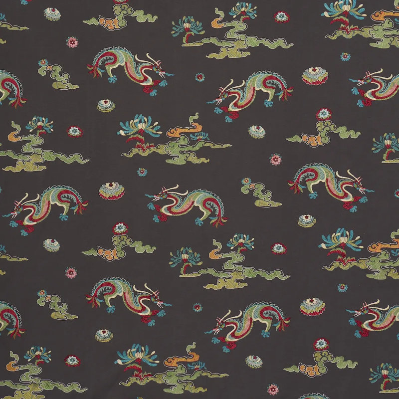 Tissu de broderie Hanlun Dragon, Anthracite