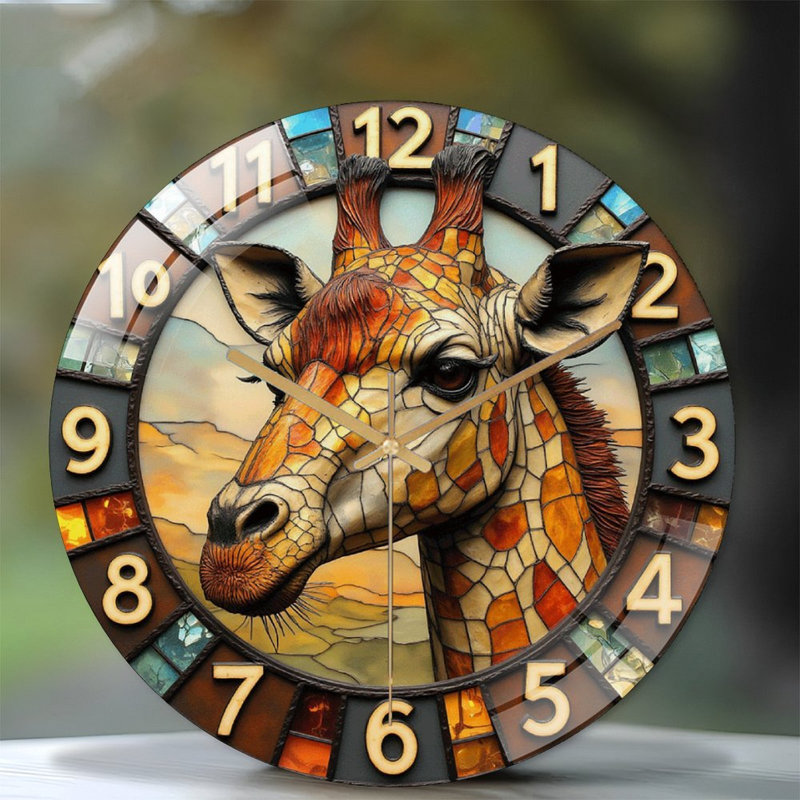 Girafe, horloge murale 12 po