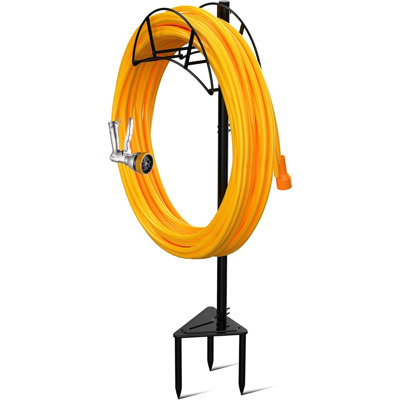 Support de boyau d'arrosage robuste en métal, support autoportant pour boyau d'arrosage pour le jardin