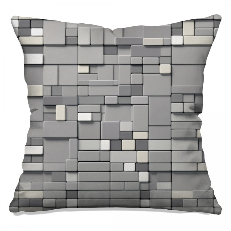 Gray Rectangular Tiles Double Sided Throw Pillows, 16 x 16 inches