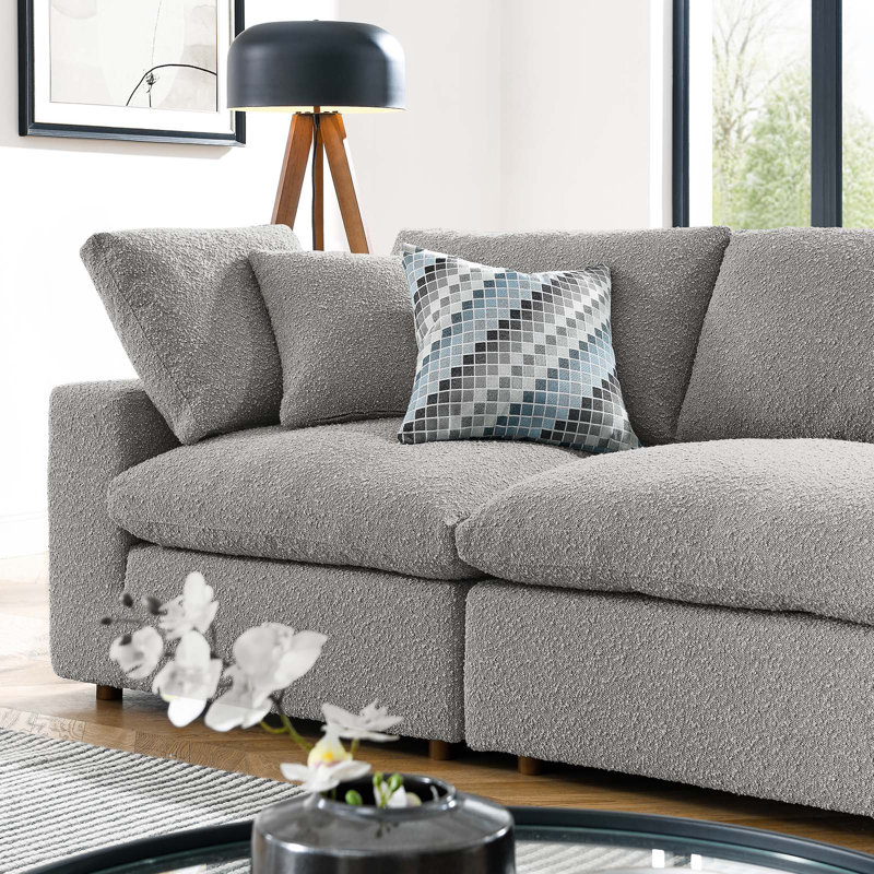 Canapé 4 places Modway Commix, Boucle gris clair