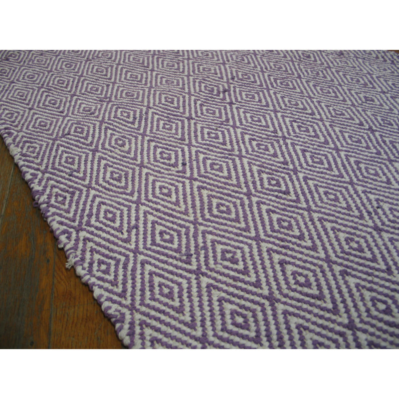 Tapis mauve en laine noué à la main de conception unique 6 pi x 9 pi Ingrain