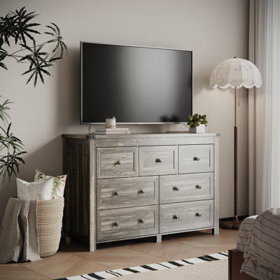 7-Drawer Dresser Double Dresser , Wide Wood Chest of Dressers for Bedroom by Ebern Designs
