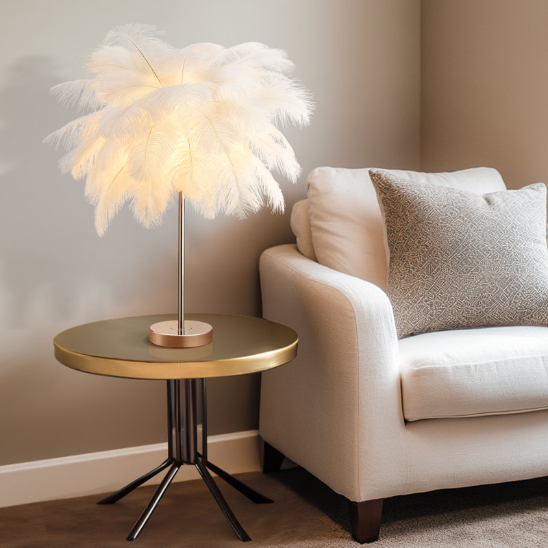 Lampe de table dorée 23,62 po Allyson, Blanc