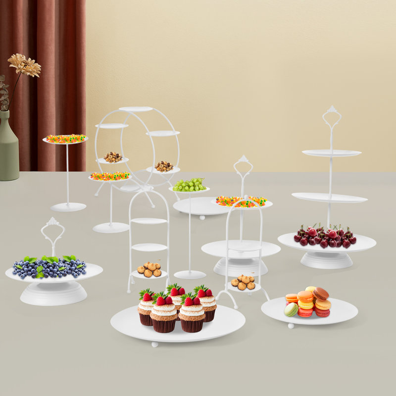 Ensemble de 12 présentoirs à desserts ronds, Blanc