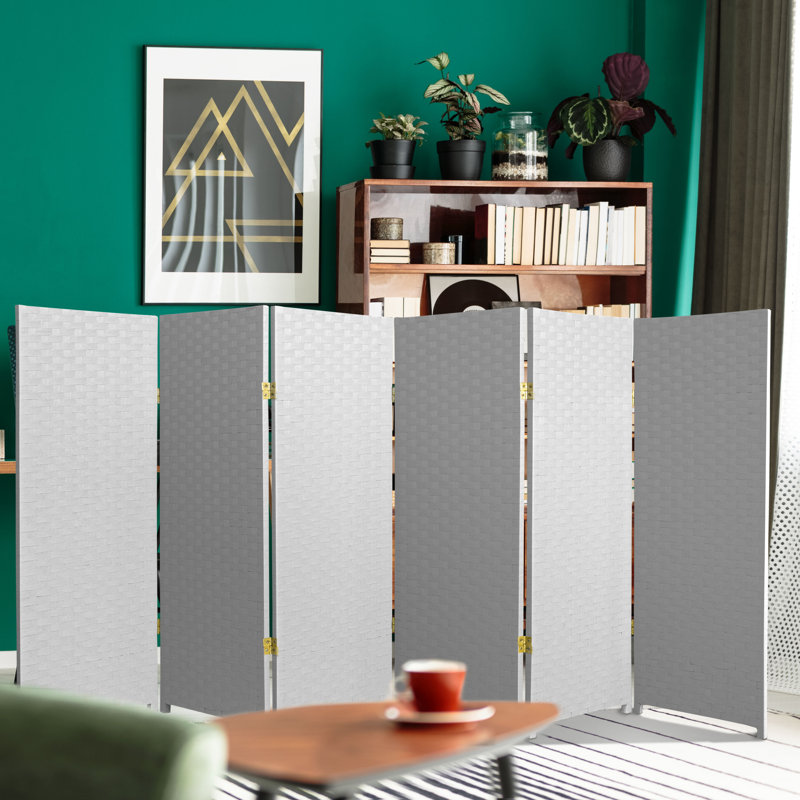 70.75" x 140" 8 Panel Room Divider, Dark Beige, 70.75" H x 140" W x 0.75" D, 8