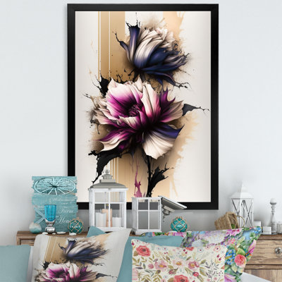 " Pink Dahlia Flower On Abstract Fusion I " Painting Print