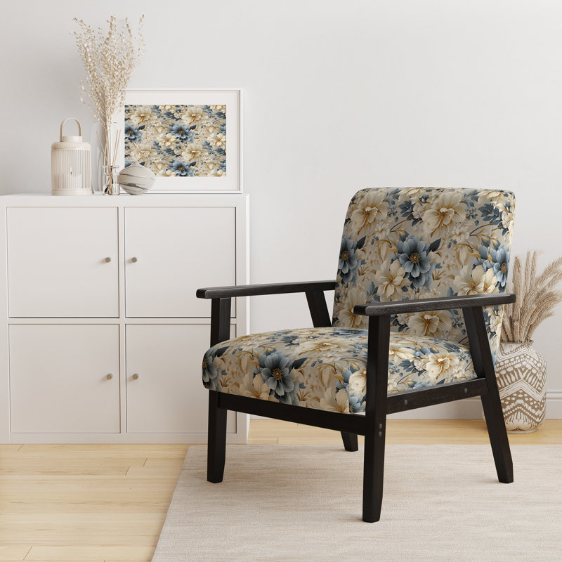 Chaise d'appoint florale Cobalt, Motif fusion néo-victorienne XII