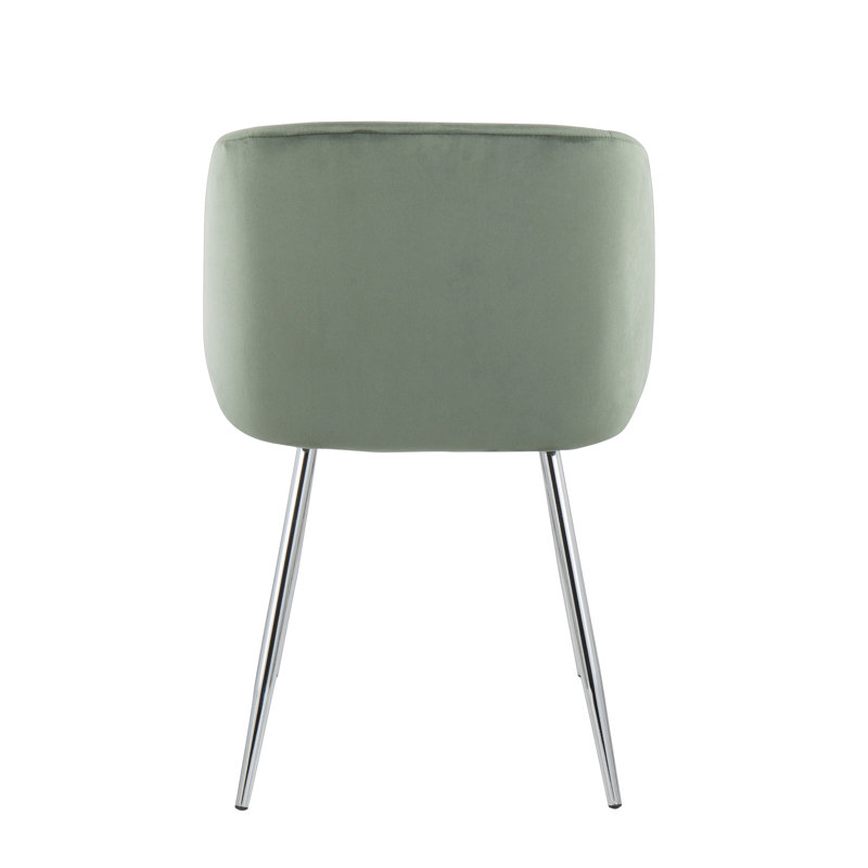 Chaise parsons rembourrée en velours Terrance, Vert sauge, Chrome