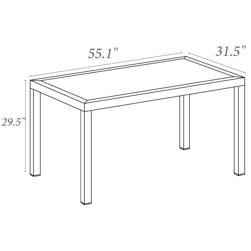 Ensemble repas rectangulaire pour de 55 po de longueur pour six personnes Brette, Blanc