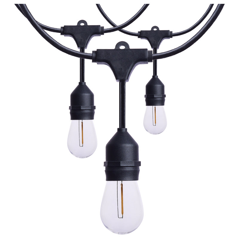 60 Foot LED String Light 24-S14 Lamps Medium Base 2200K CCT Black