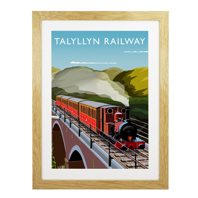 'Talyllyn Railway' by Richard O'Neil - Print, Oak Wood Frame, 43.5 cm H x 33.5 cm W x 2.2 cm D