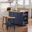 Îlot de cuisine avec 2 tabourets de bar, prise de courant, support de rangement interne et 5 roulettes pour une mobilité et un rangement accrus-1123918018-1123918019