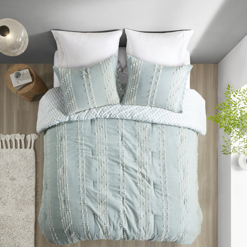 Mini-édredon moulu en coton moulu réversible, Aqua