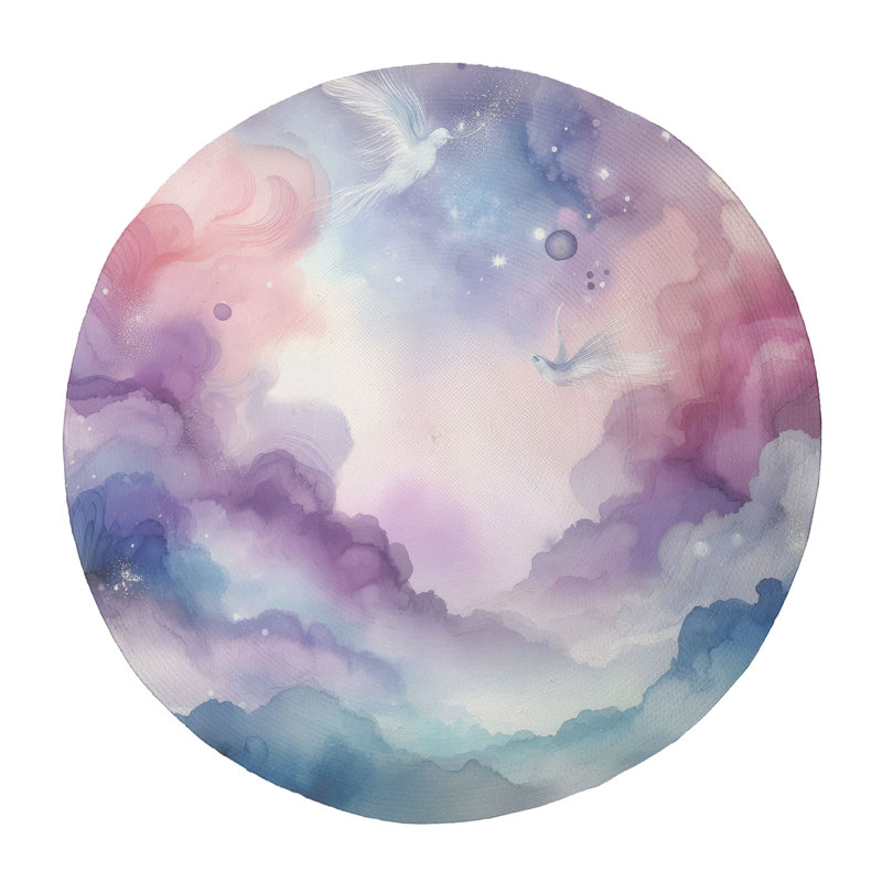 Tapis tressé Ethereal Waves, Rond 5 pi