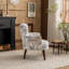 Fauteuil rembourré de style Mid-Century moderne avec pieds en bois massif-649027371