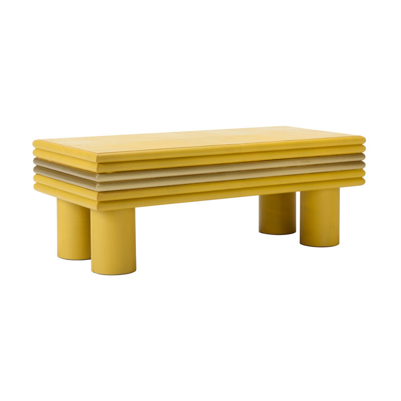 Coulter Leather Cocktail Table, Mustard