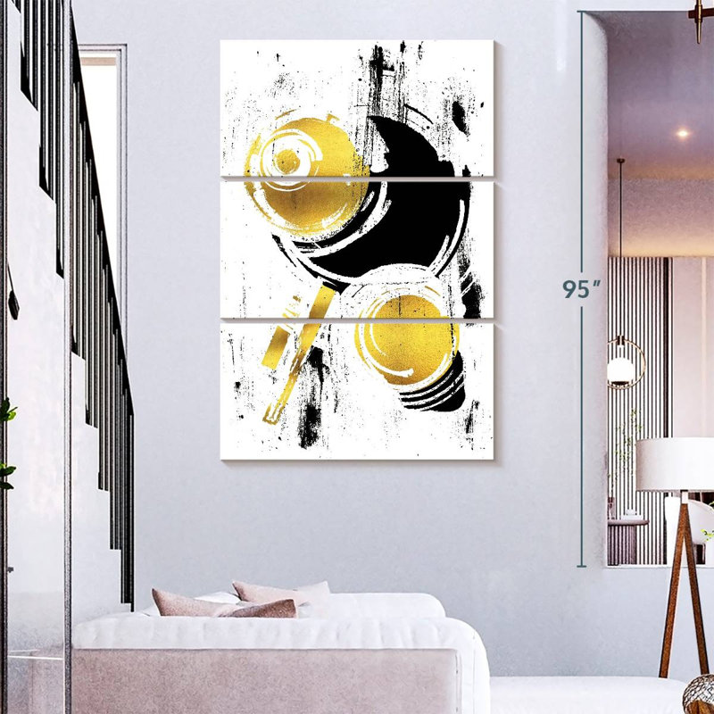 Avery, peinture abstraite dorée, H 32 po x l 20 po