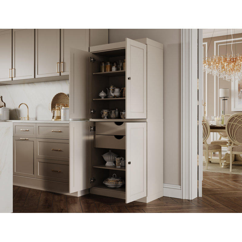 Bryani 100% Solid Wood Tall Kitchen Pantry Cabinet with Doors & 2 Drawers, Adjustable Shelves, Modular Kitchen Storage Cabinet, 32" W x 71.5" H