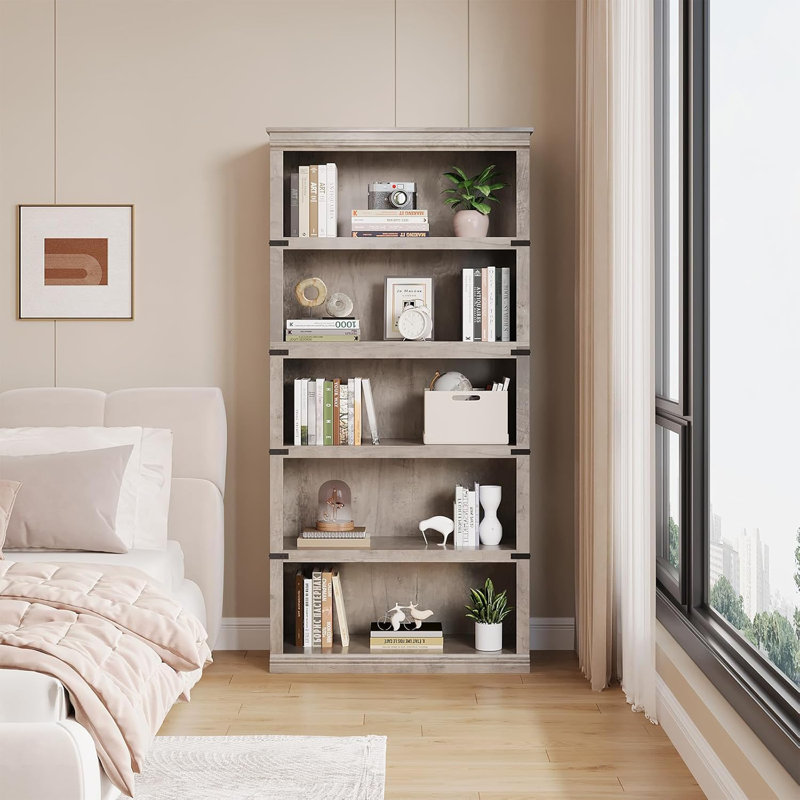 Bookcase, (5 Shelves) 171.2"H x 80"W x 32"D, Grey